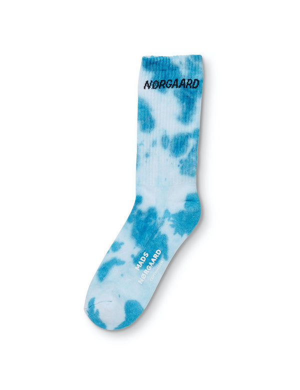 Cotton Tennis Sock Tie Dye methyl blue/white
