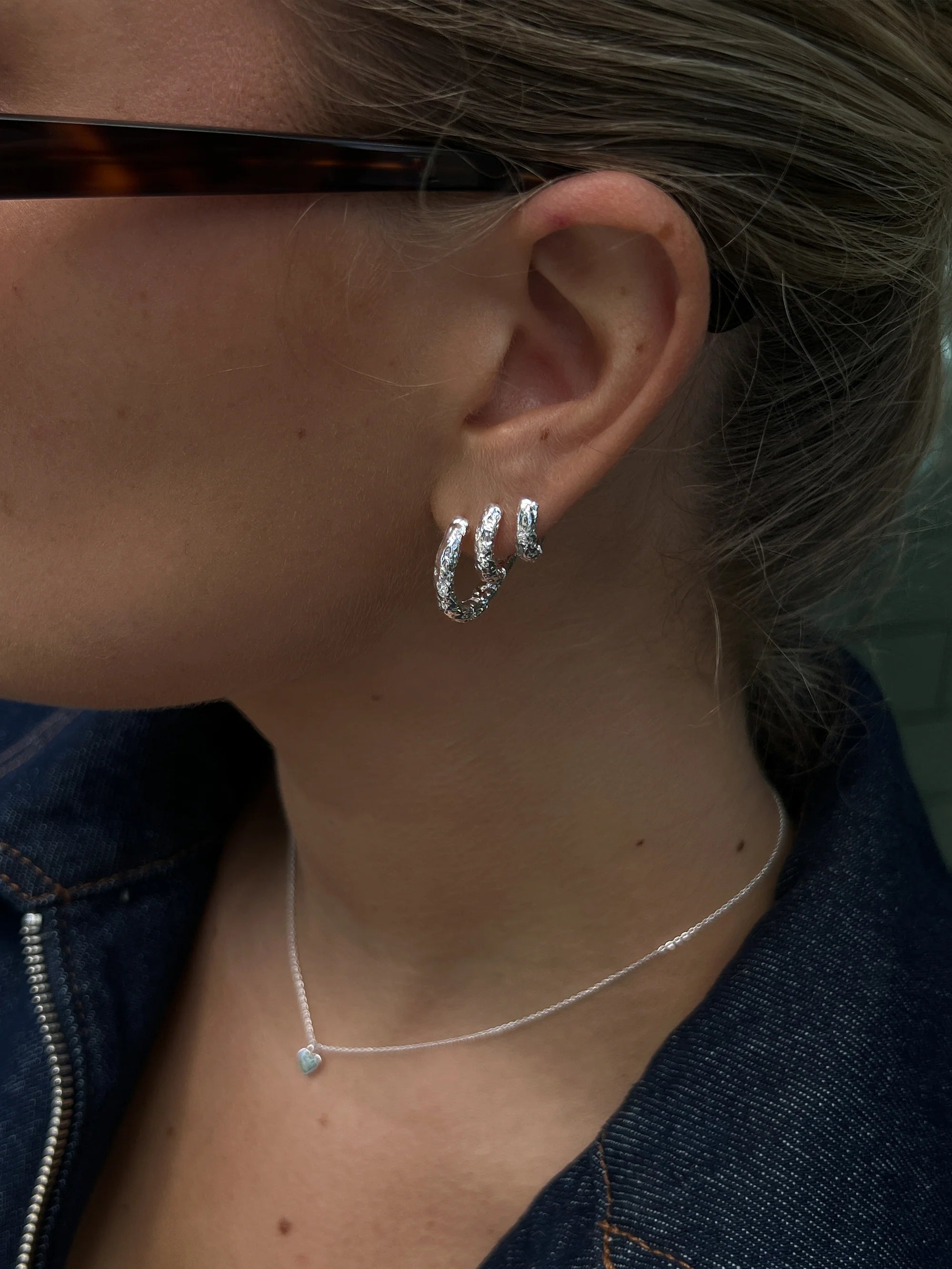 20mm Textured Hoops silver