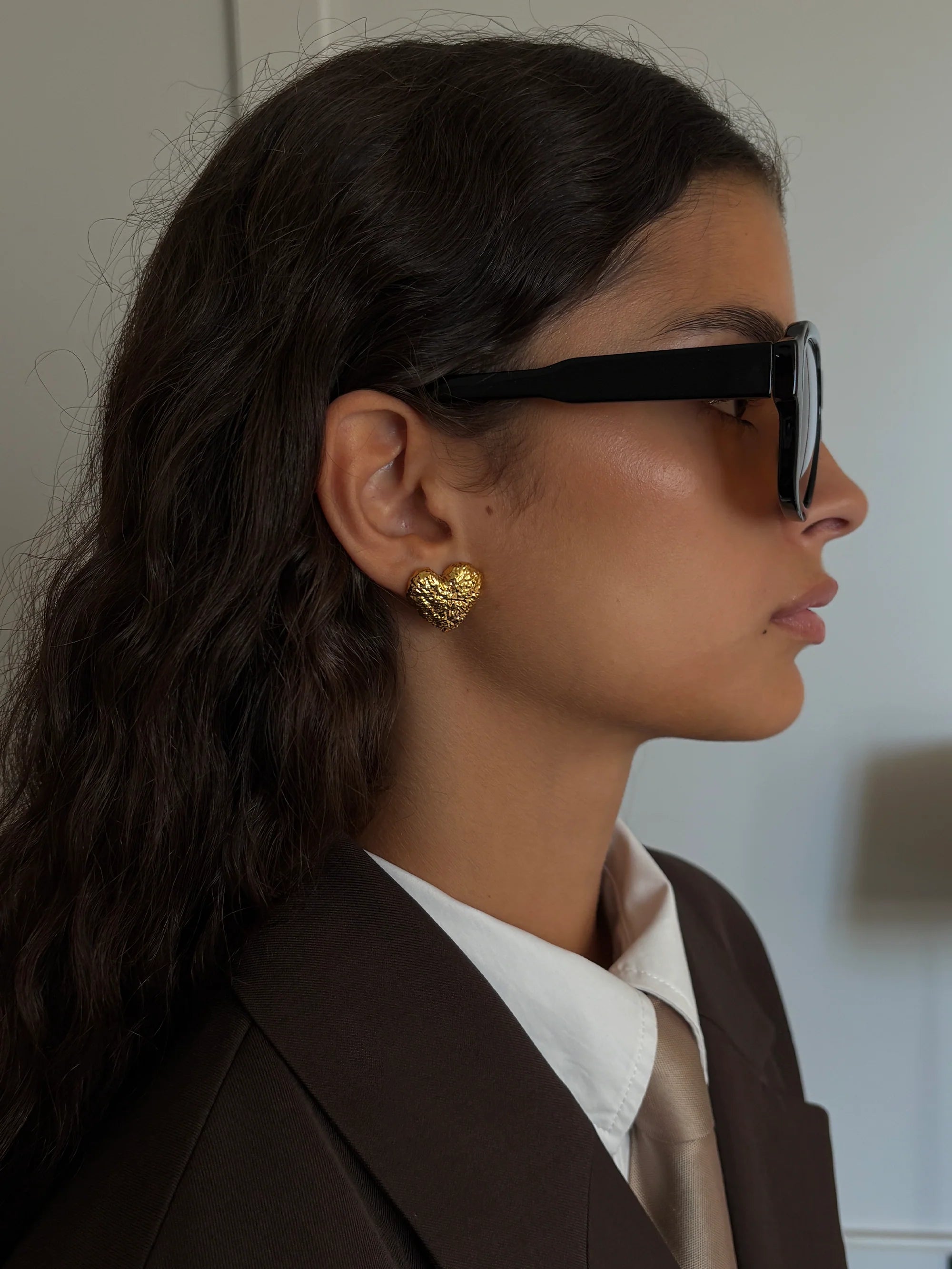 Textured Heart Earring golden