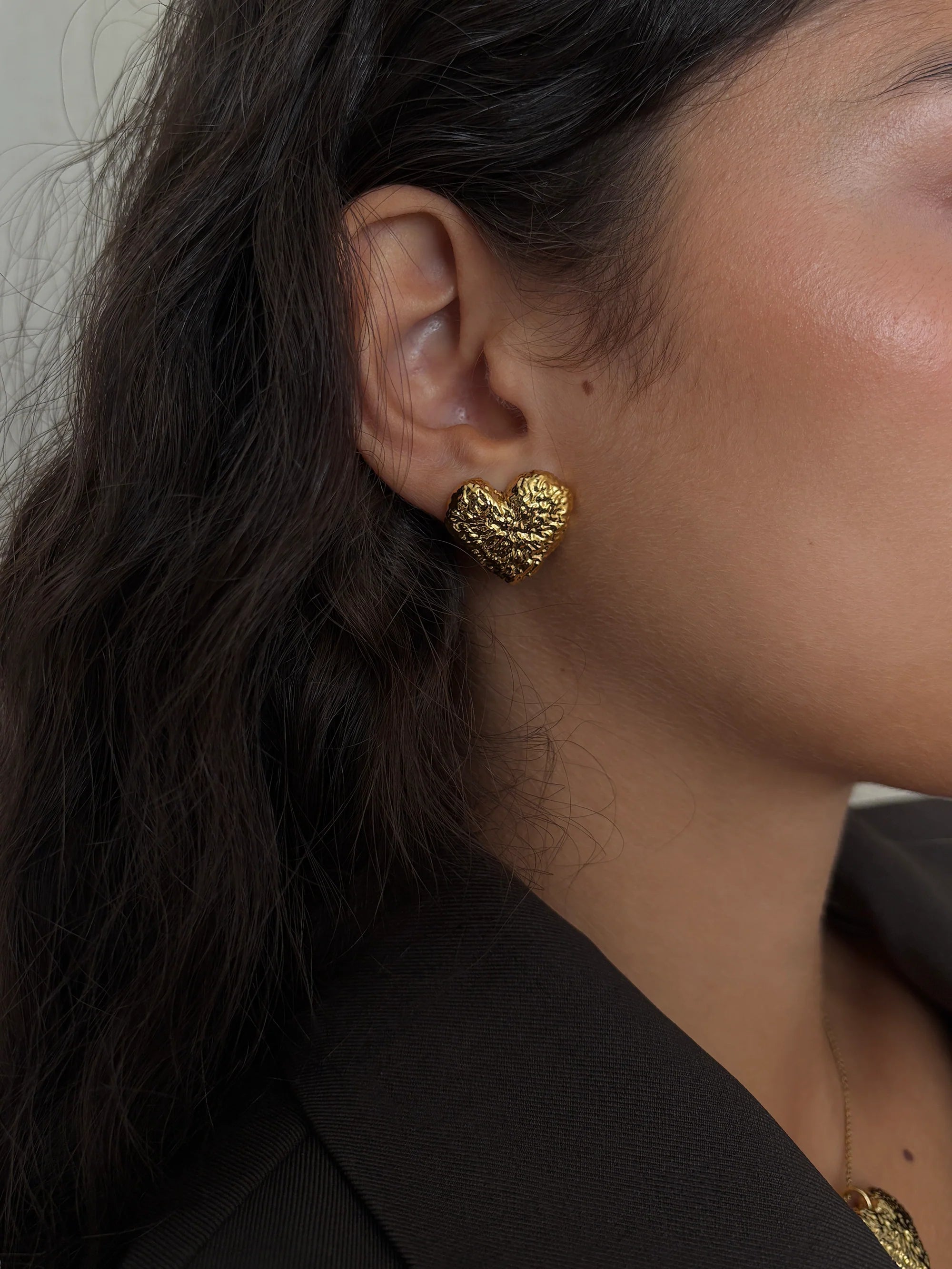 Textured Heart Earring golden