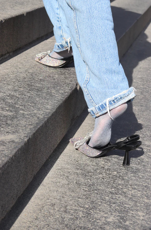 Thin Glitter Socks dark grey