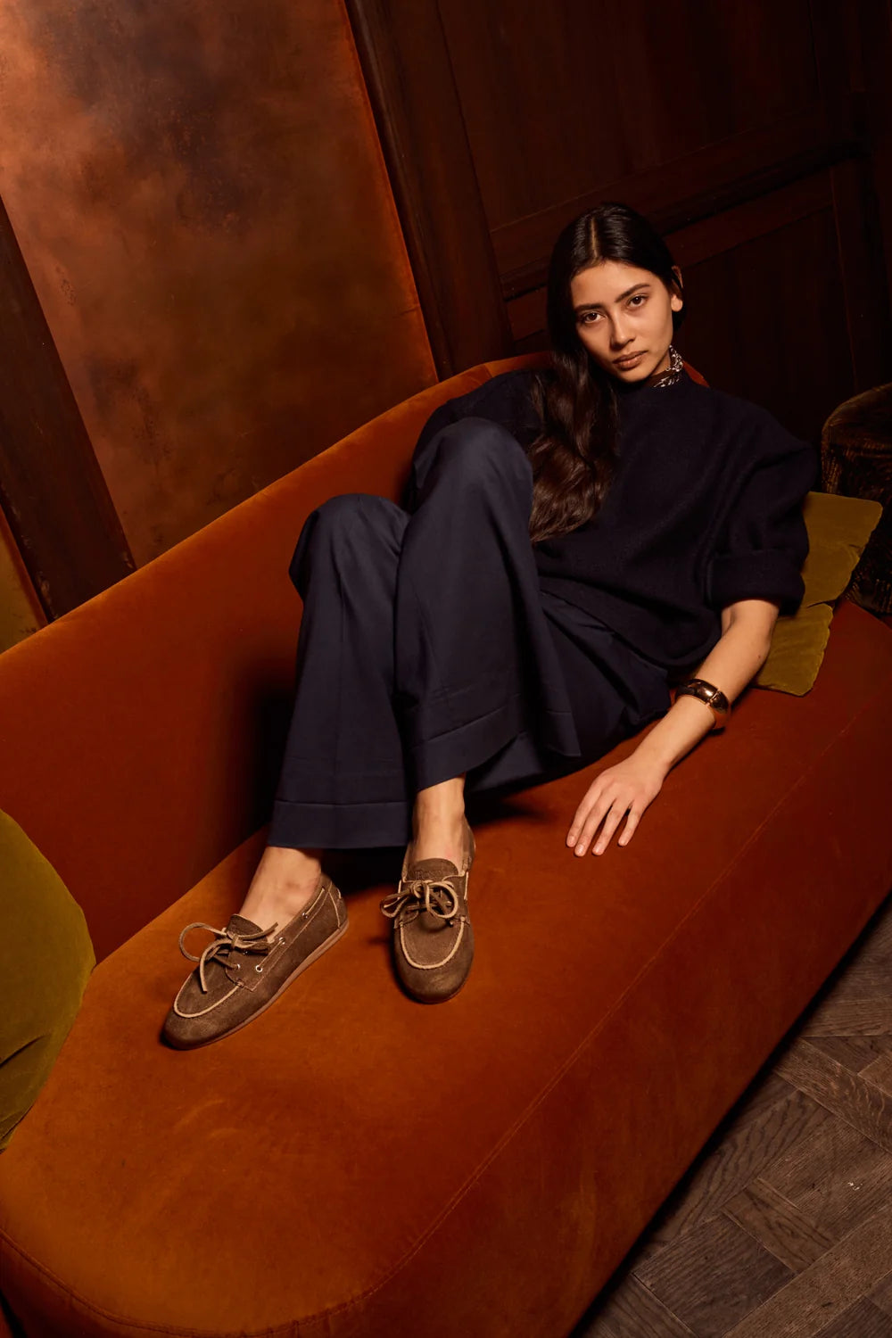 Boat Loafer Brushed Suede dark brown