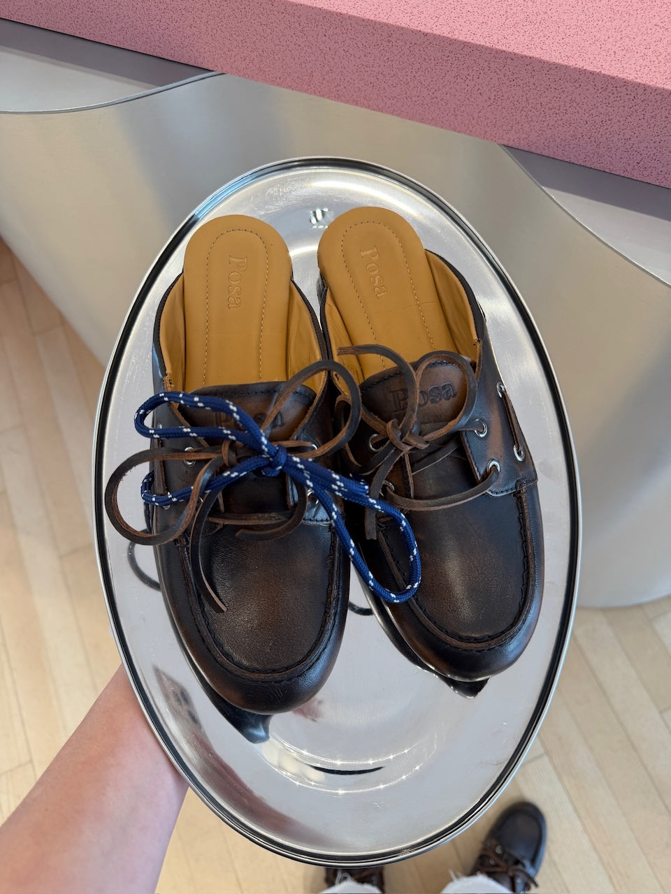 Boat Loafer Mule Leather coffee