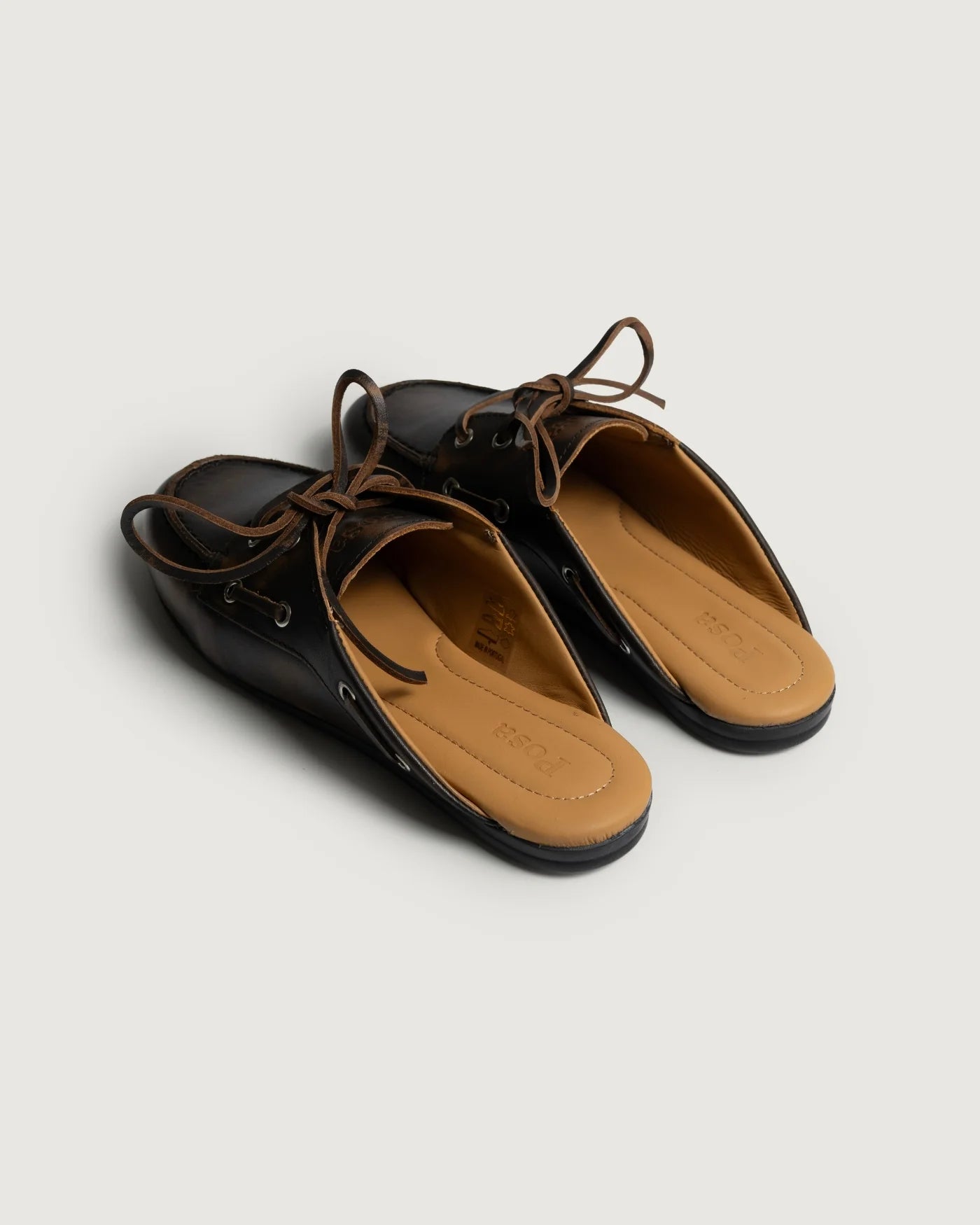 Boat Loafer Mule Leather coffee