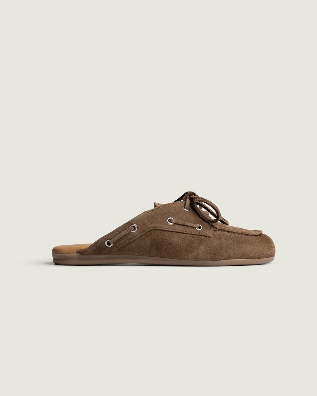 PRE-ORDER Boat Loafer Mule Suede light chocolate