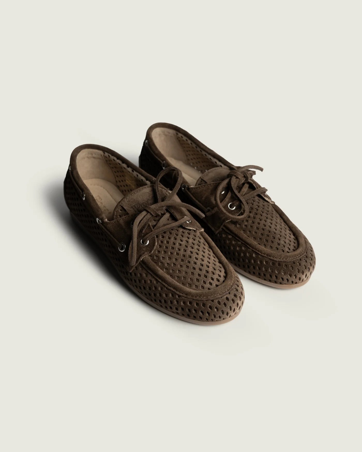 Boat Loafer Perforated Suede dark brown