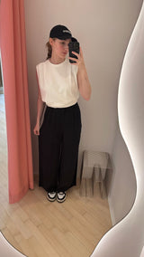 Briana Sheer Wide Pant caviar black