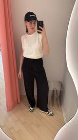 Briana Sheer Wide Pant caviar black