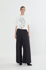 Briana Sheer Wide Pant caviar black