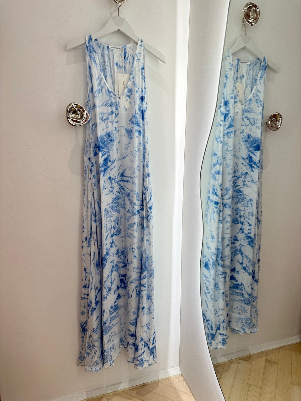 Ian Fracture Long Dress blue white combo