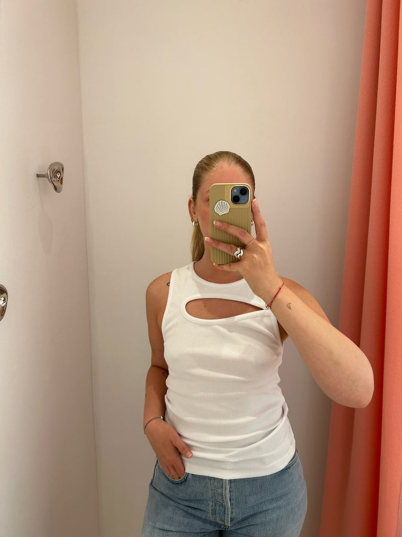 Jersey Cut-Out Top bright white