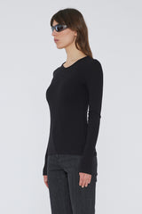 Harper Jersey V-Neck Top black