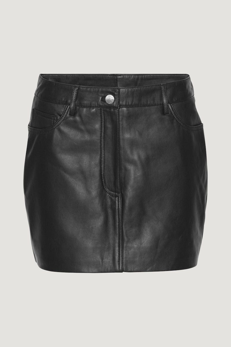 Poppy Leather Mini Skirt black