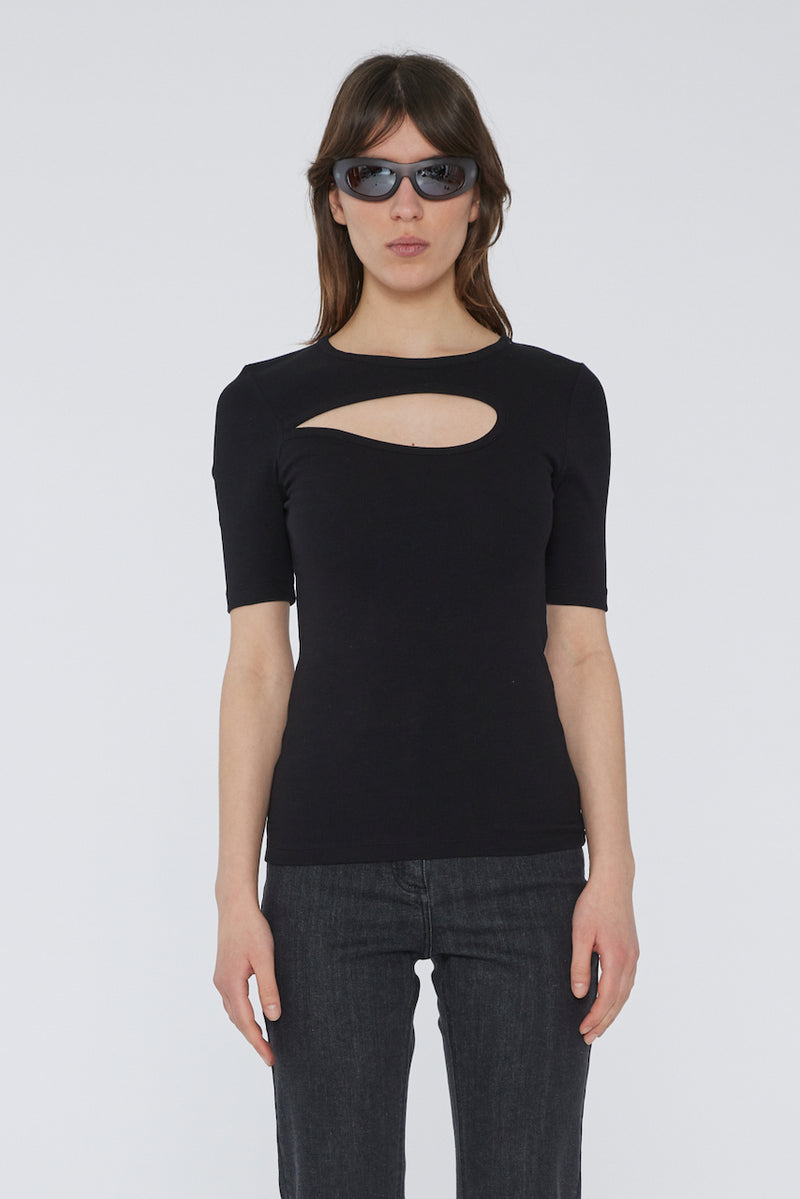 Holly Rib Cut Out T-Shirt black