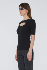 Holly Rib Cut Out T-Shirt black