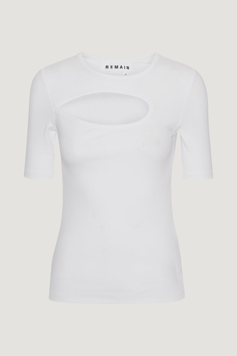 Holly Rib Cut Out T-Shirt bright white