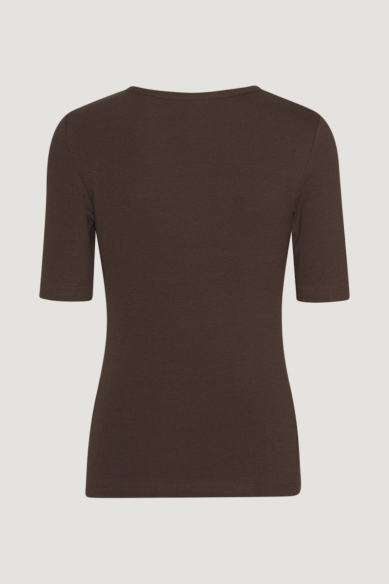 Holly Rib Cut Out T-Shirt coffee bean
