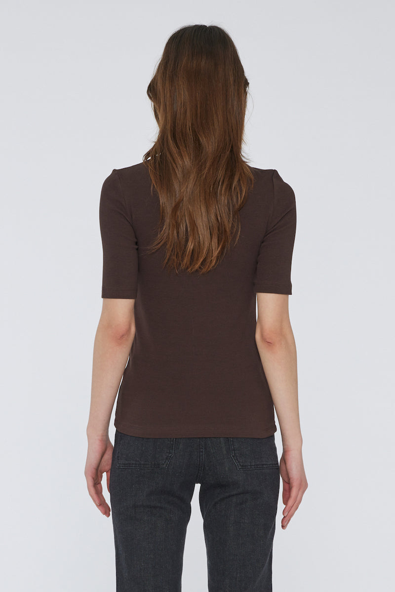 Holly Rib Cut Out T-Shirt coffee bean