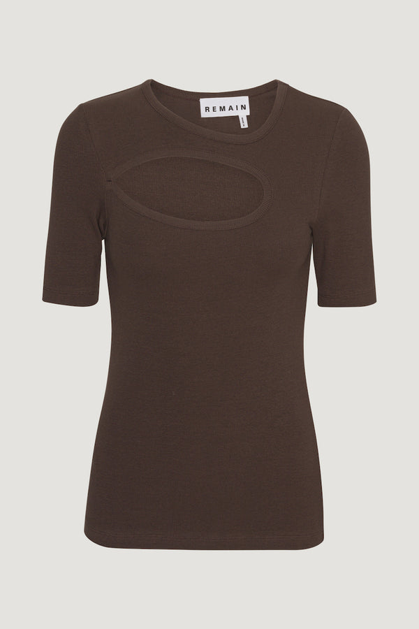 Holly Rib Cut Out T-Shirt coffee bean