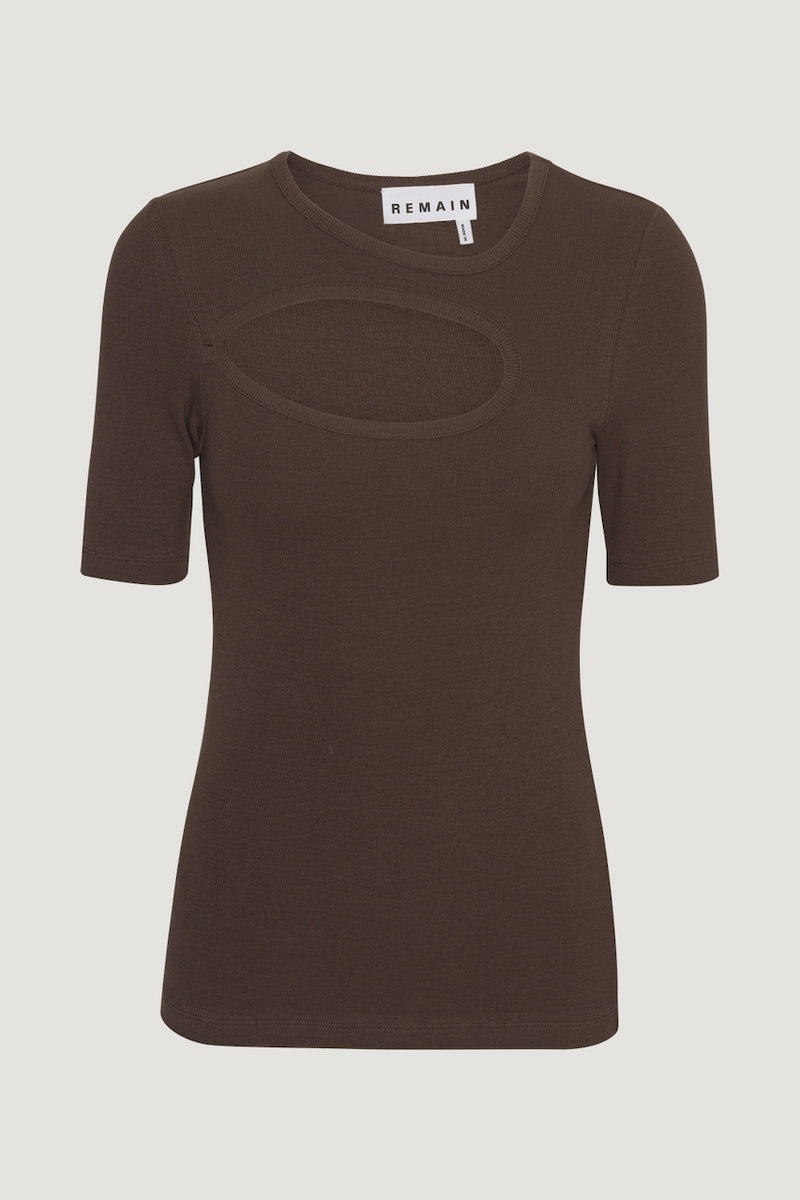 Holly Rib Cut Out T-Shirt coffee bean