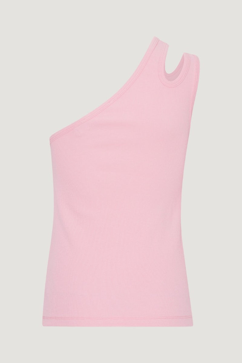 Ribbed Jersey One-Shoulder Top orchid pink