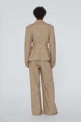 Rosamunda Wide Pant With Eyelet Belt tigers eye