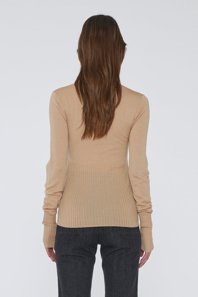 Louise Sheer Knit Sweater travertine