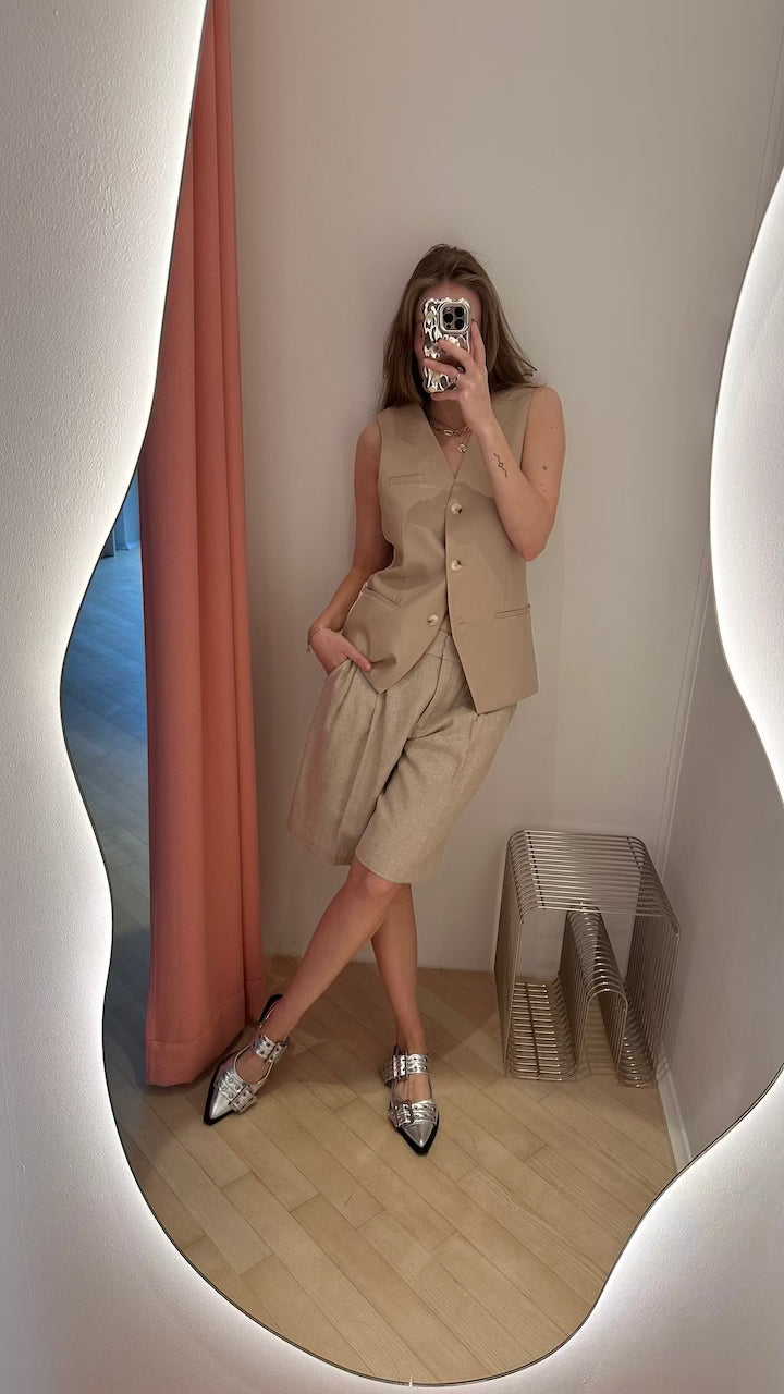 Sorna Highwaist Pleat Shorts tofu beige