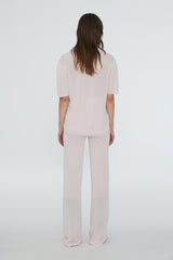 Striped Knit Fitted Pants parfait pink comb