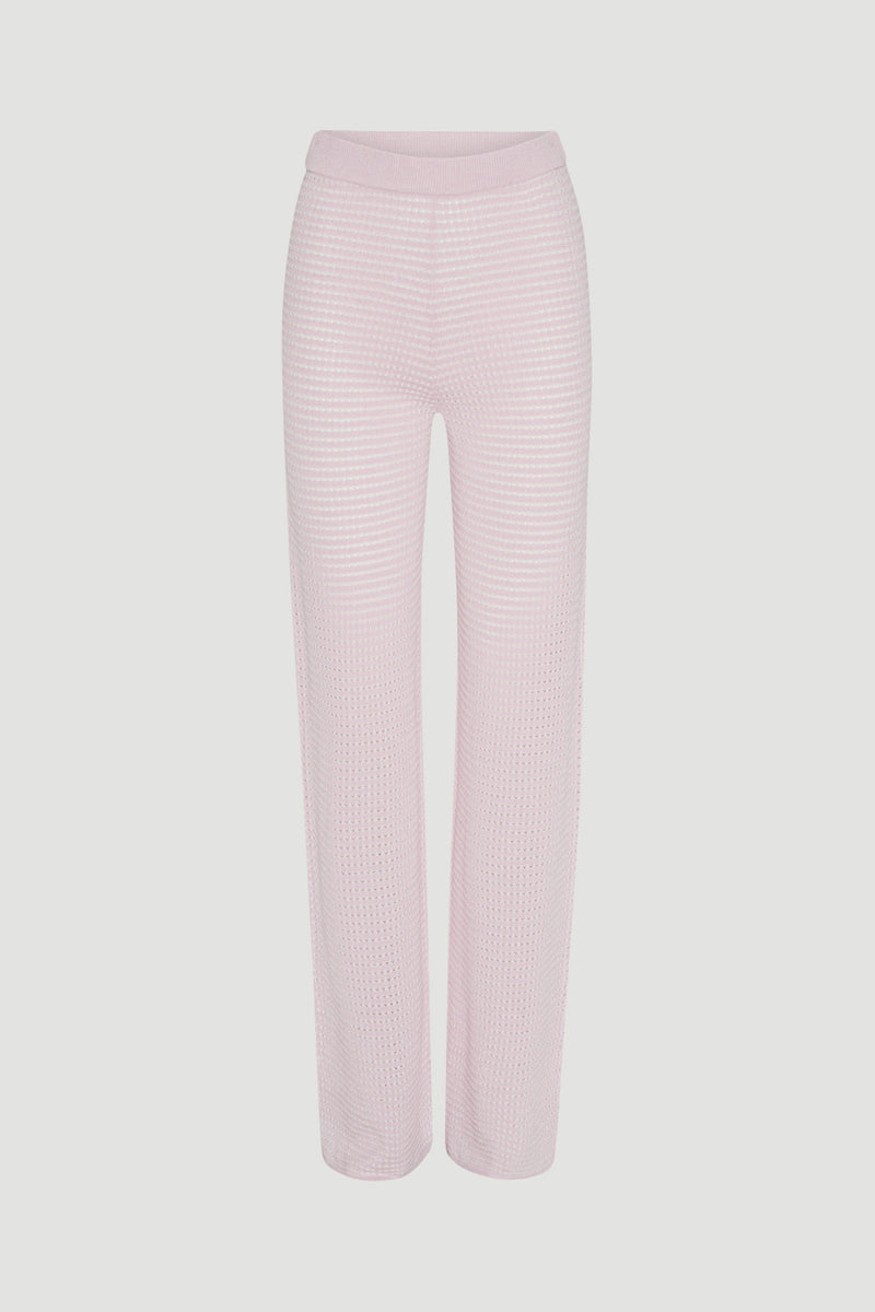 Striped Knit Fitted Pants parfait pink comb
