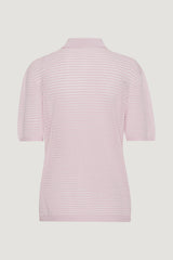 Striped Knit Polo Shirt parfait pink comb