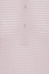 Striped Knit Polo Shirt parfait pink comb
