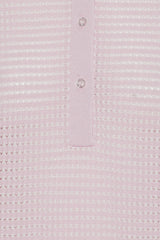 Striped Knit Polo Shirt parfait pink comb