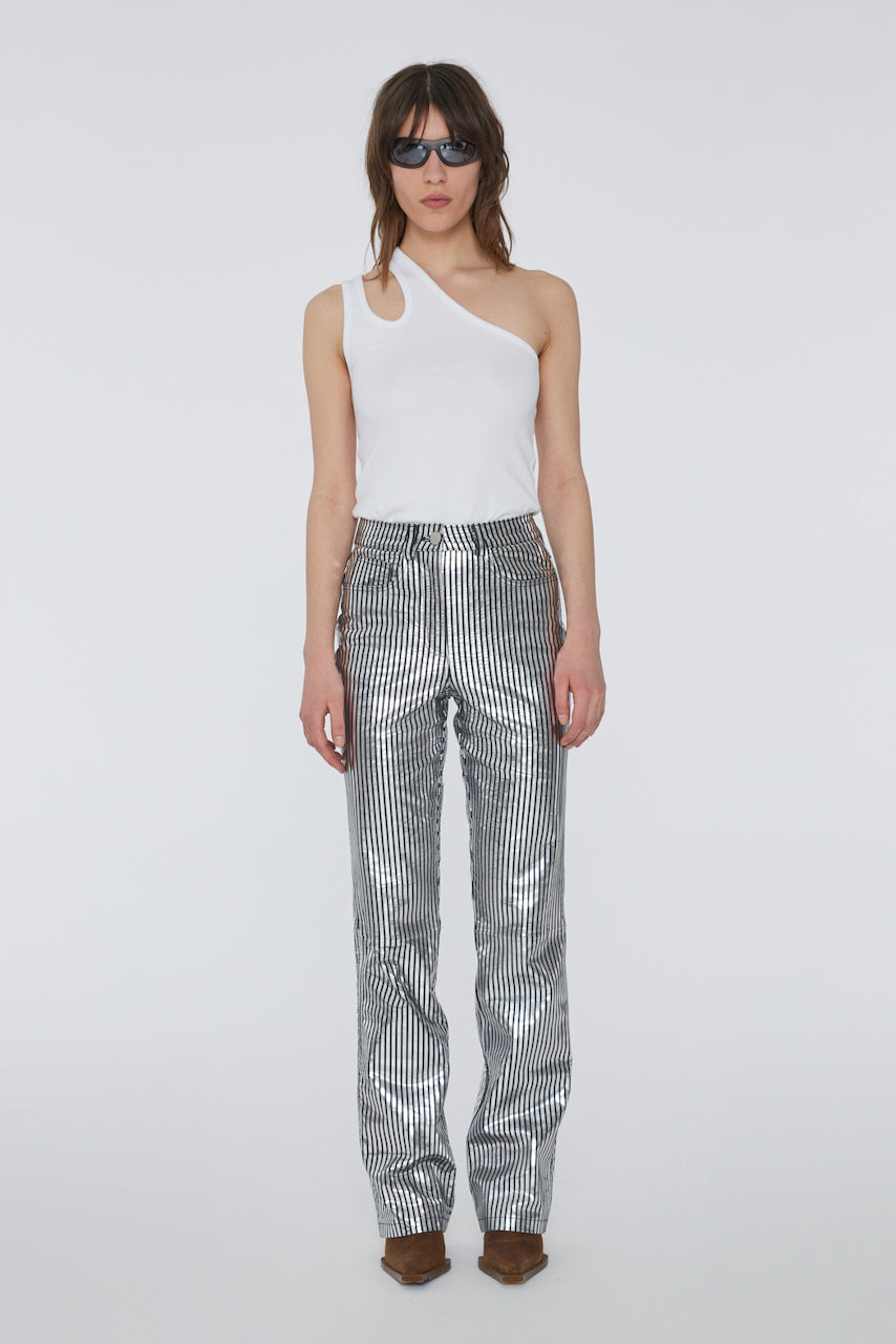 Lynn Striped Leather Pants black comb.