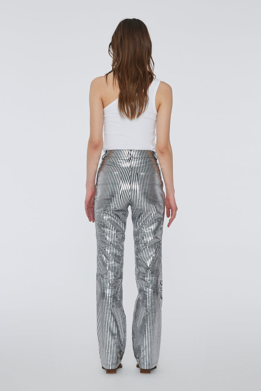 Lynn Striped Leather Pants black comb.