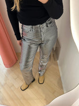 Lynn Striped Leather Pants black comb.