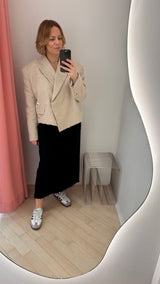 Symlo Oversized Crop Blazer tofu beige