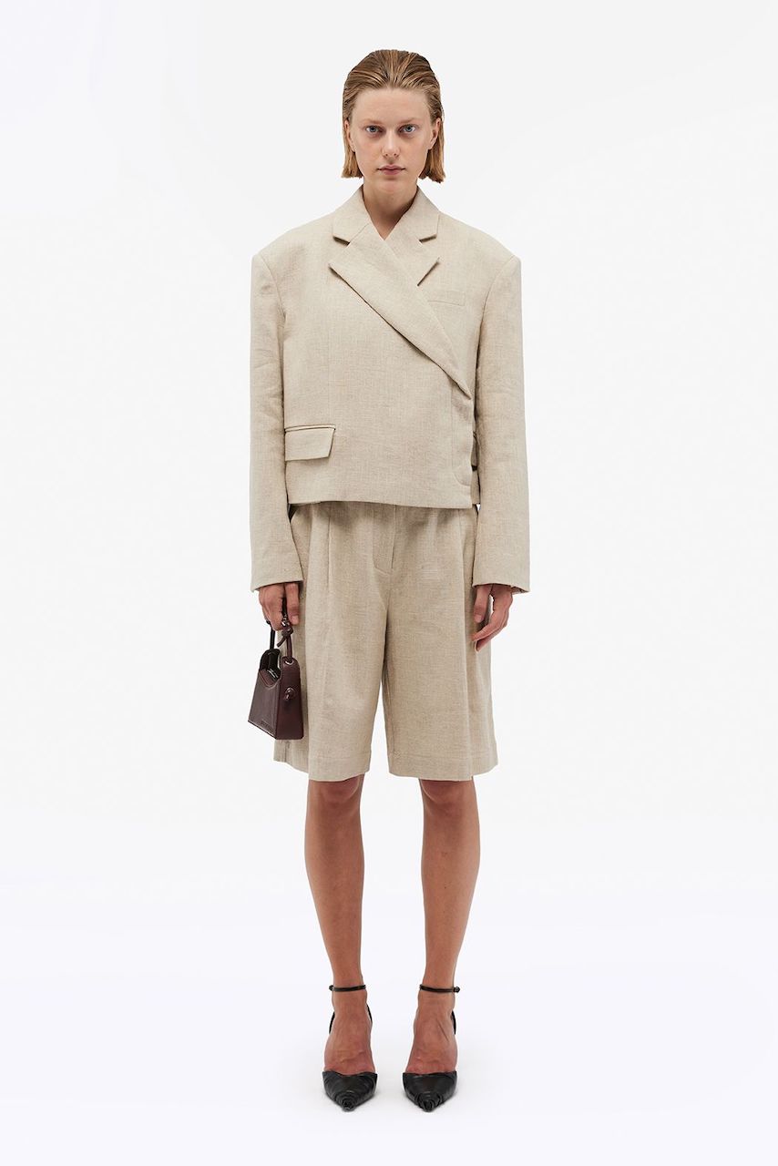 REMAIN BIRGER CHRISTENSEN Symlo Oversized Crop Blazer tofu beige