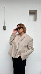 Symlo Oversized Crop Blazer tofu beige