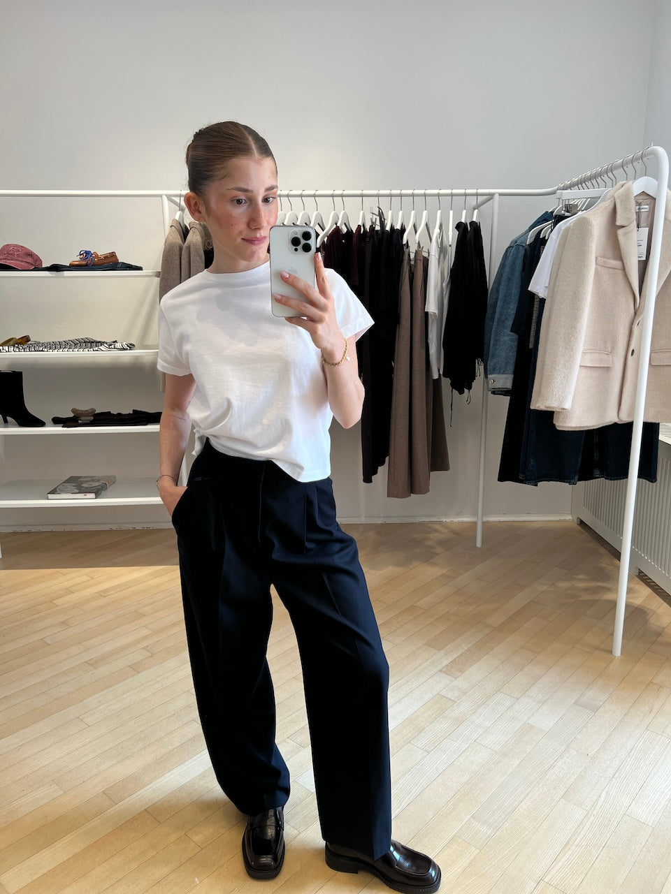 Noa Crop Pants Cashmere Touched Flannel marine