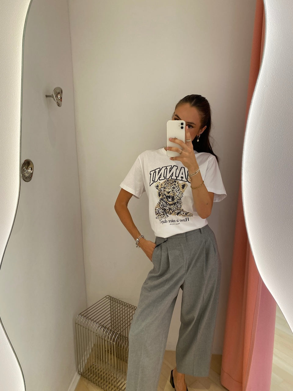 Noa Crop Pants Cashmere Touched Flannel marmorgrau