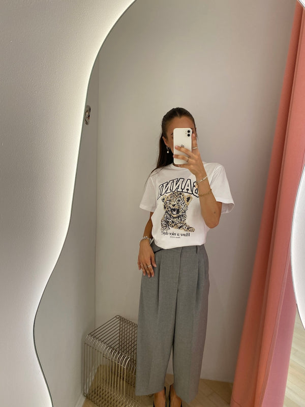 Noa Crop Pants Cashmere Touched Flannel marmorgrau