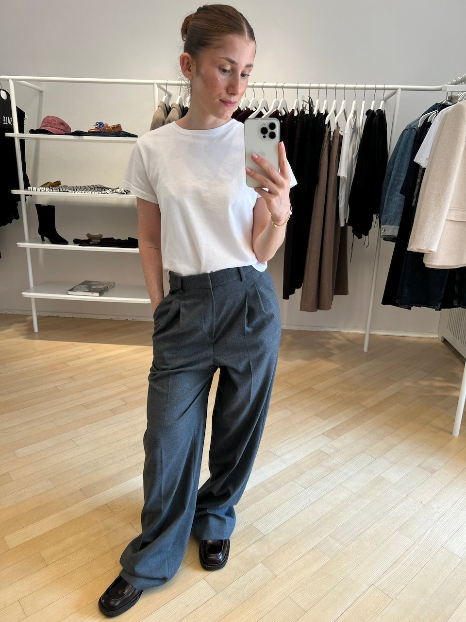 Noa Pants Cashmere Touched Flannel castlerock