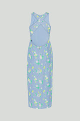 Jacquard Midi Slit Dress placid blue comb.