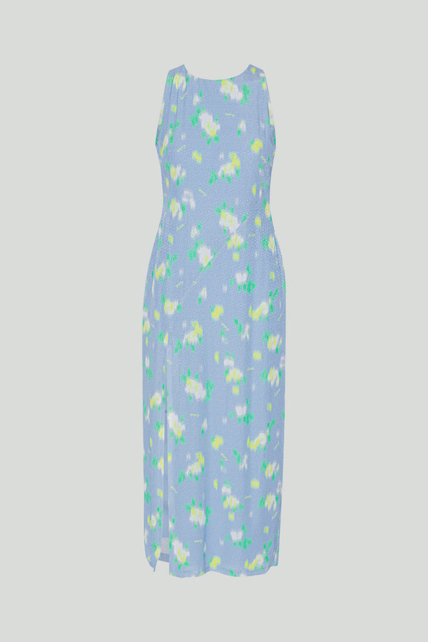 Jacquard Midi Slit Dress placid blue comb.