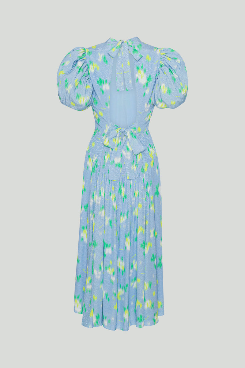 Jacquard Puffy Dress placid blue comb.