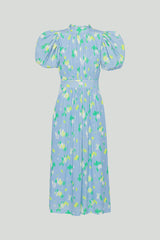 Jacquard Puffy Dress placid blue comb.