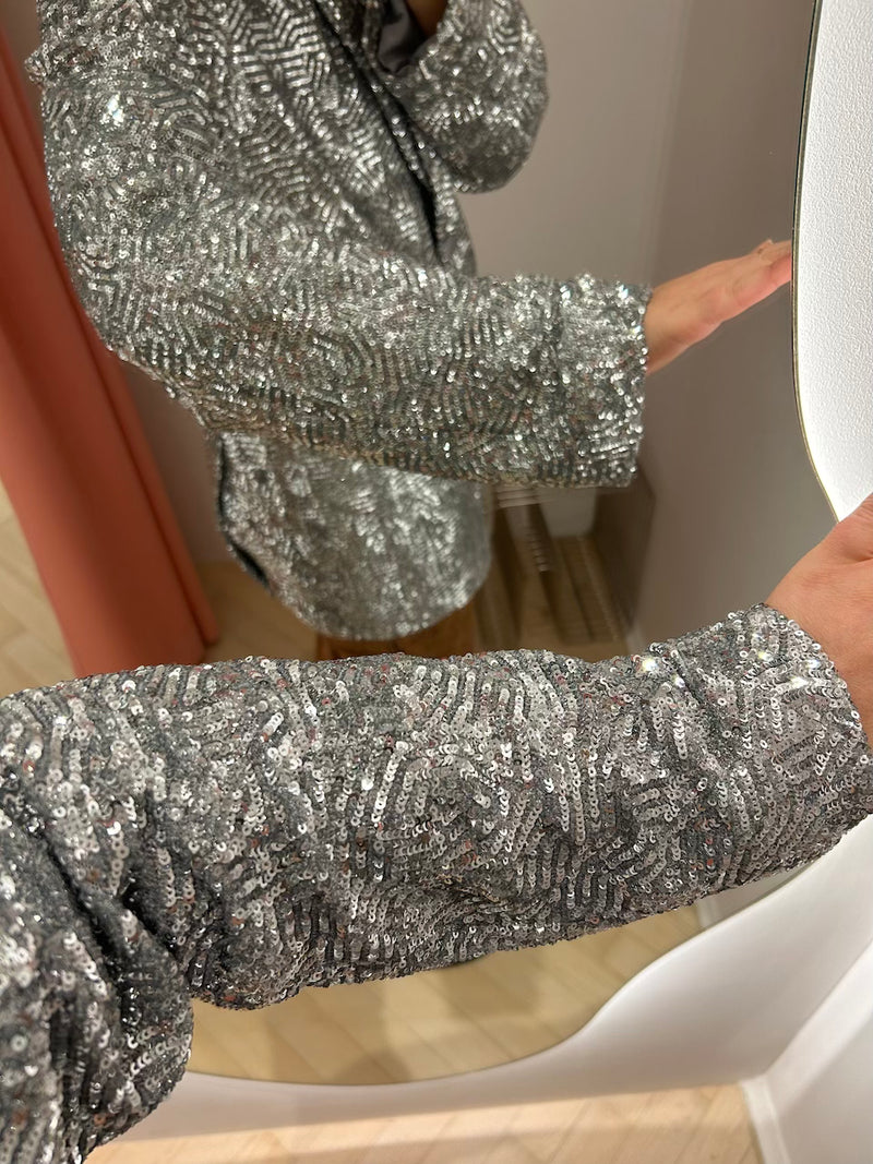 Catherisa Sequins Oversized Blazer silver