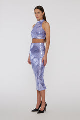 Sequins Midi Skirt violet tulip comb.