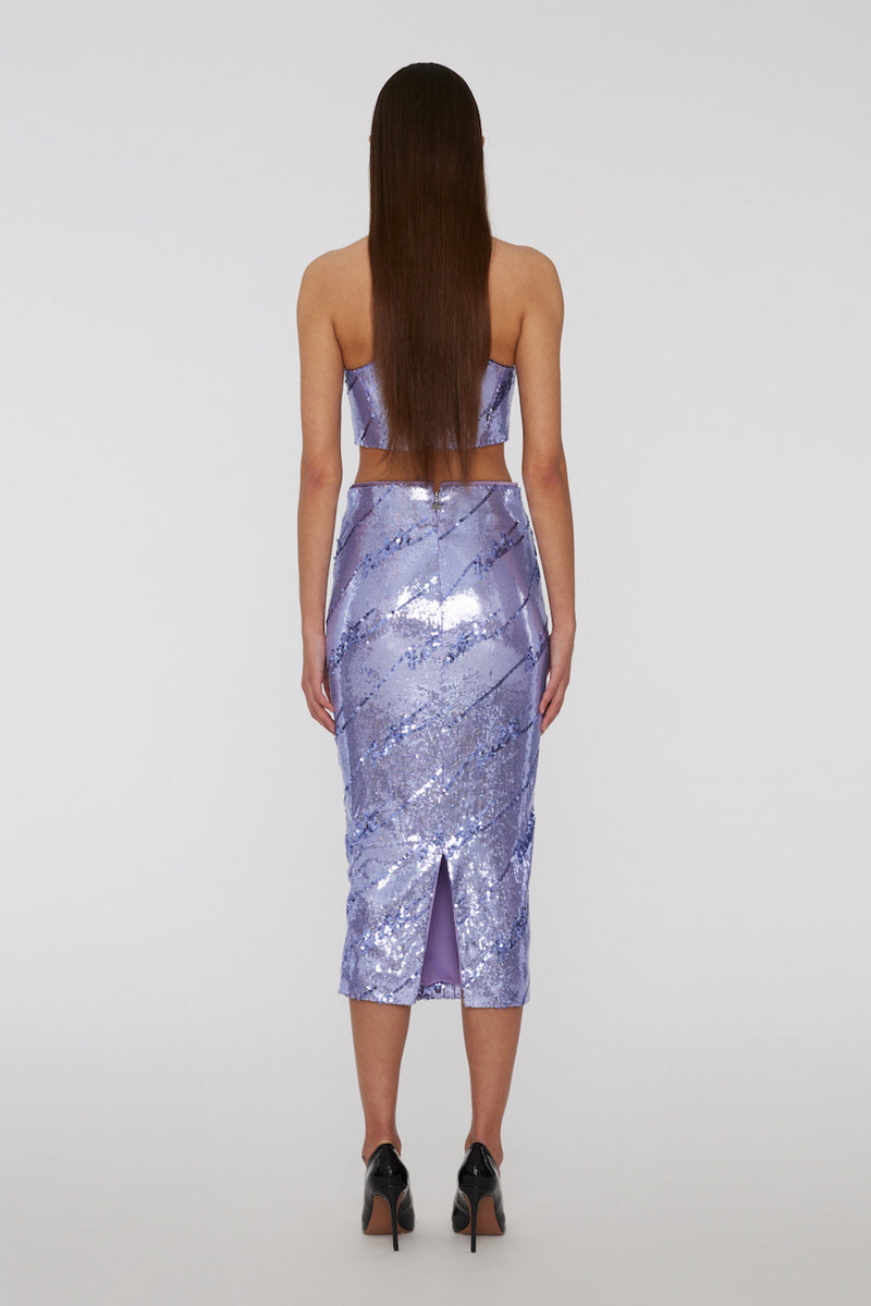 Sequins Midi Skirt violet tulip comb.